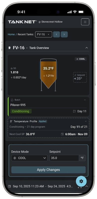 Brewery tank list iPad